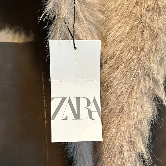 Zara Brown Shearling Coat - Picture 5 of 8